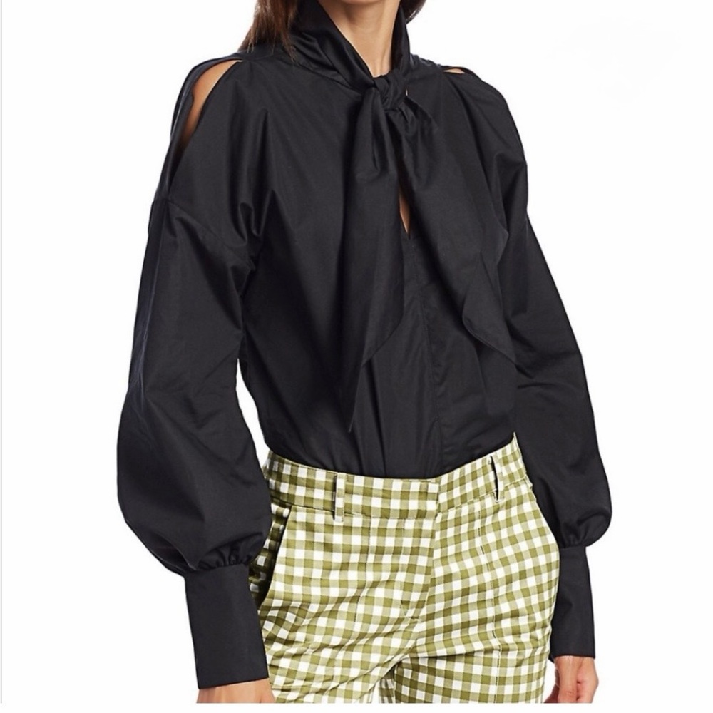 Silvia Tcherassi Black Bow-Tie Balloon Sleeve Shirt